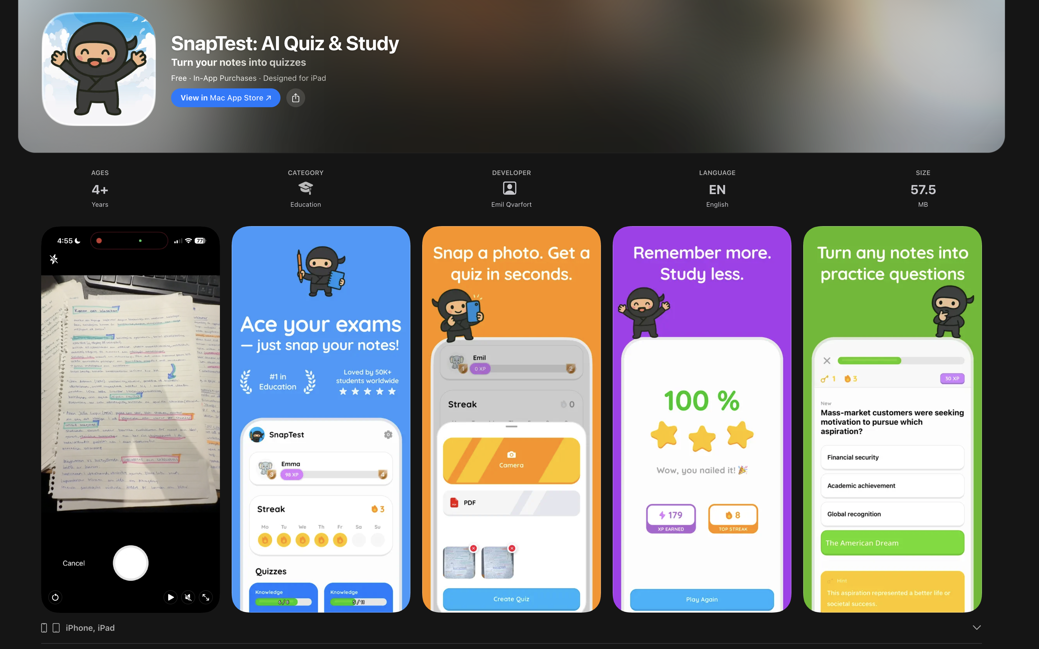 Snaptest on the App Store — #1 in Education